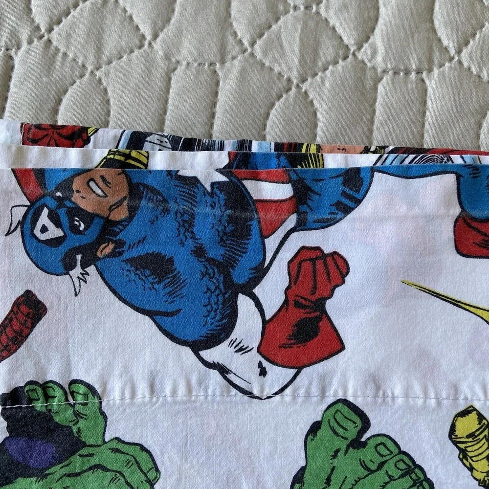 POTTERY BARN KIDS AVENGERS Marvel Comics Twin Size Flat Sheet Laundry Bag Lot
